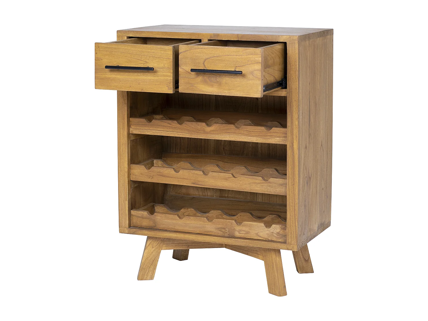 Botellero vintage de madera de mindi - 15 botellas - Ancho 60 x Prof. 35 x Alt. 80 cm - AVEIRO