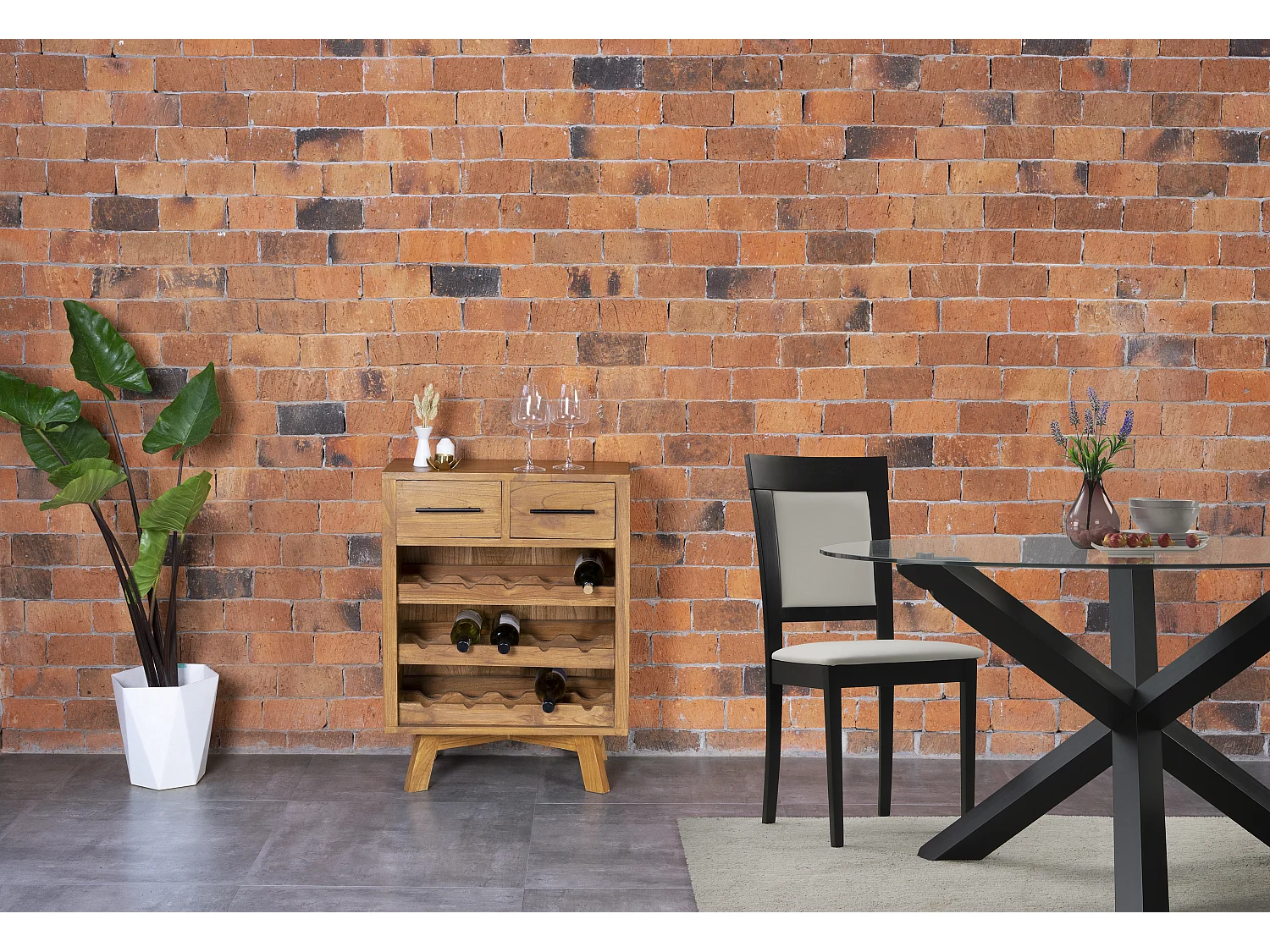 Flaschenregal - Vintage - Mindi-Holz - für 15 Flaschen - 60 x 35 x 80 cm - AVEIRO