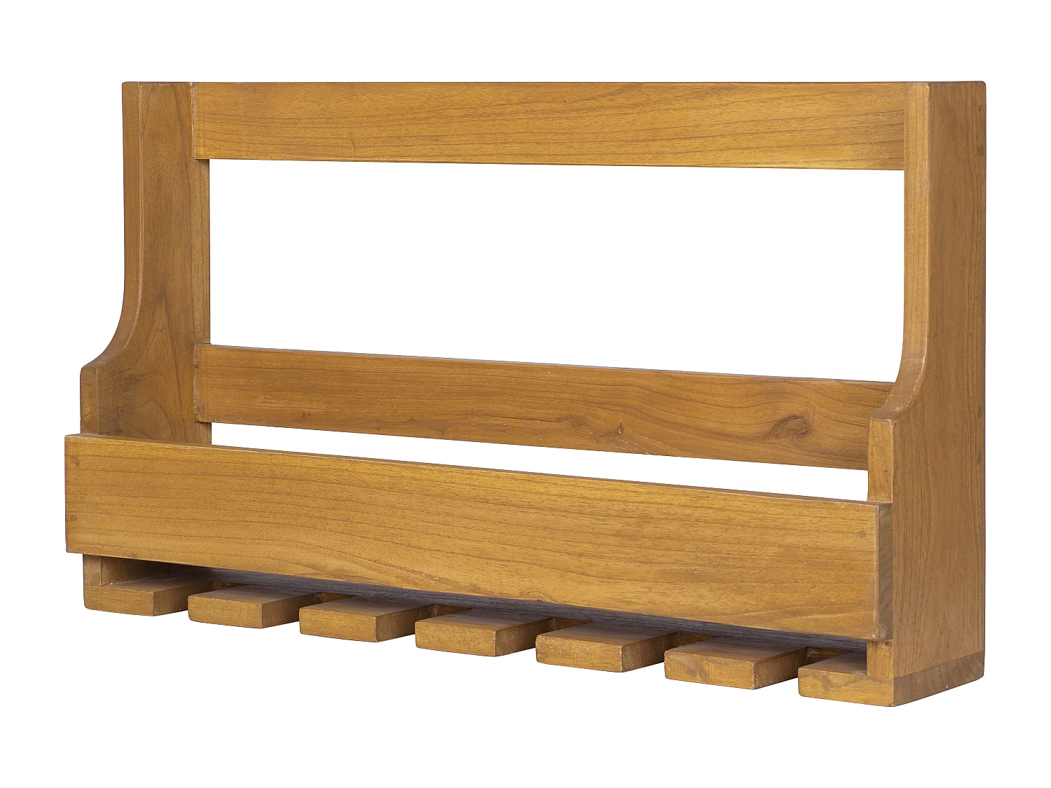 Suporte de parede para garrafas e copos vintage, madeira de mindi C70xL15xA40 cm - VIDAGO