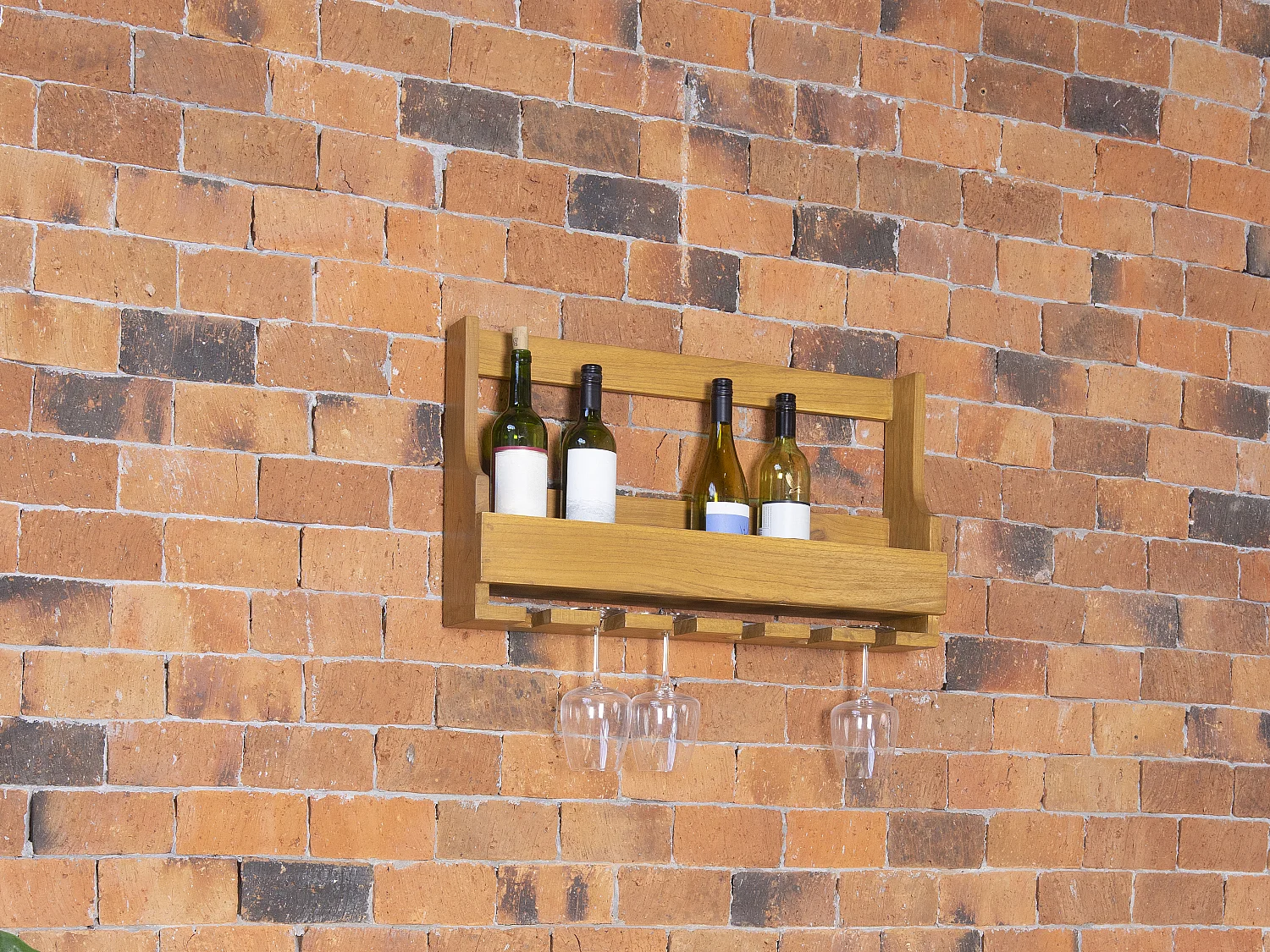 Flessen- en glazenrek met vintage-stijl voor aan de wand - Mindihout - L70 x D15 x H40 cm - VIDAGO