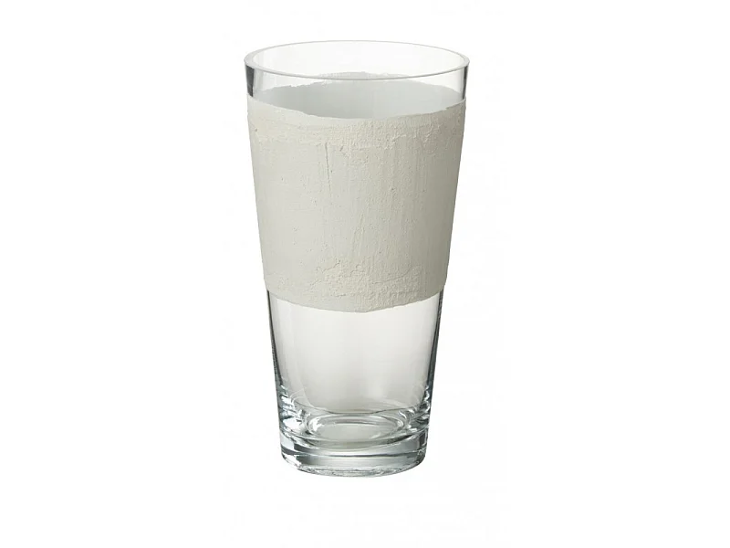 Jarrón con línea de vidrio blanco 14x14x25 cm