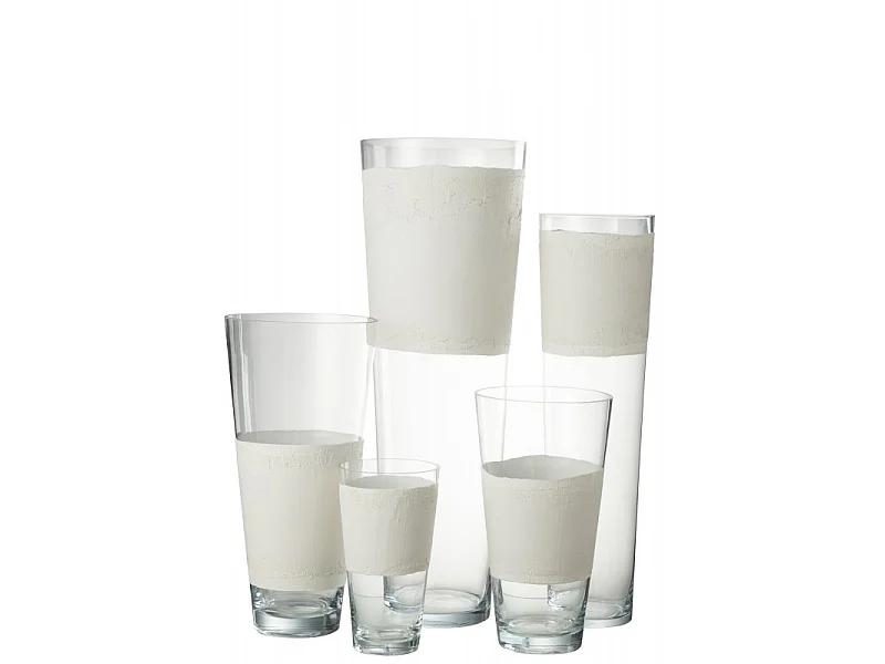 Jarrón con línea de vidrio blanco 14x14x25 cm