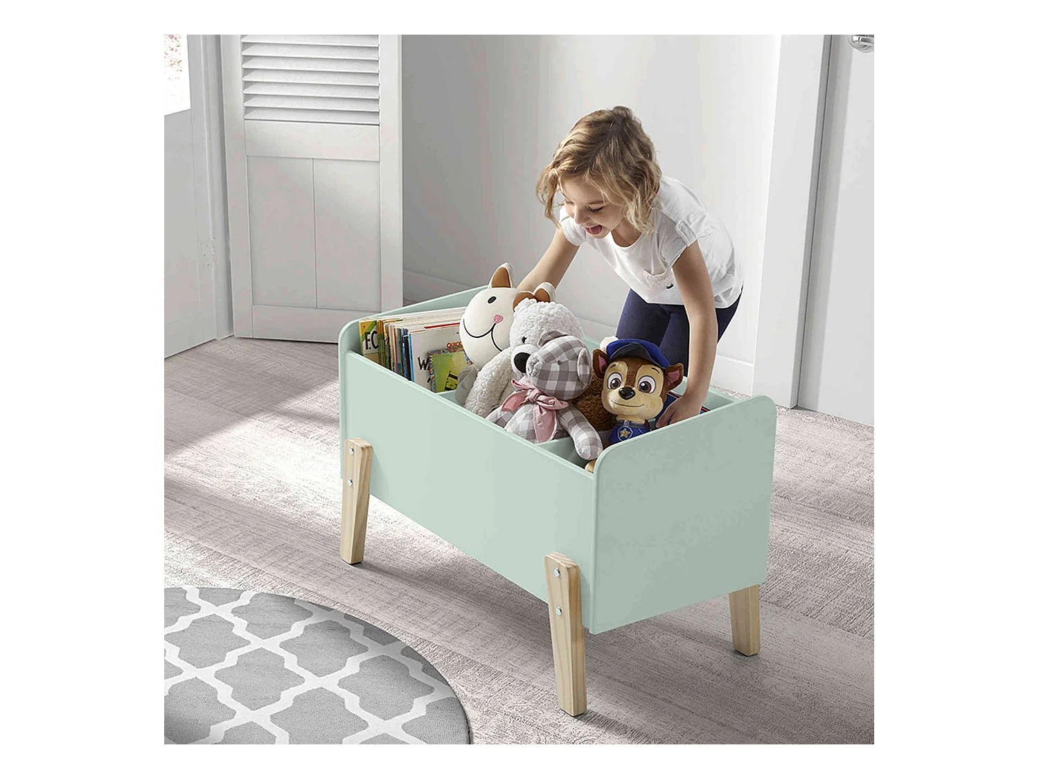Coffre à jouets 80x39x48 menthe en bois CO2012