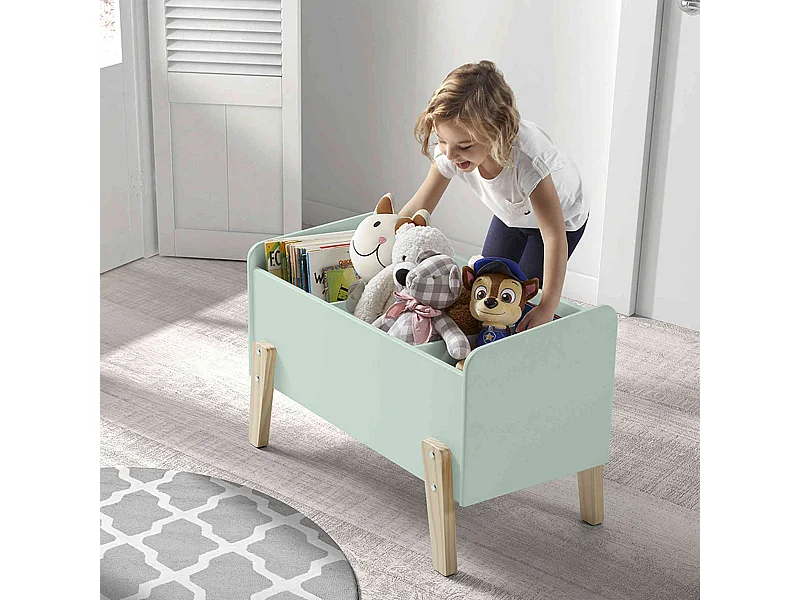Coffre à jouets 80x39x48 menthe en bois CO2012