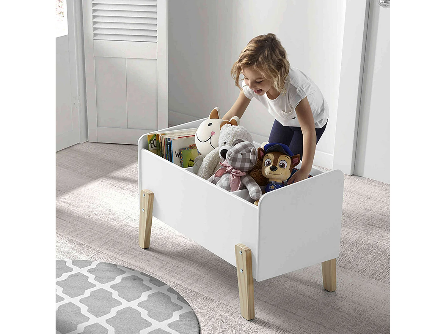 Coffre à jouets 80x39x48 blanc en bois CO2012