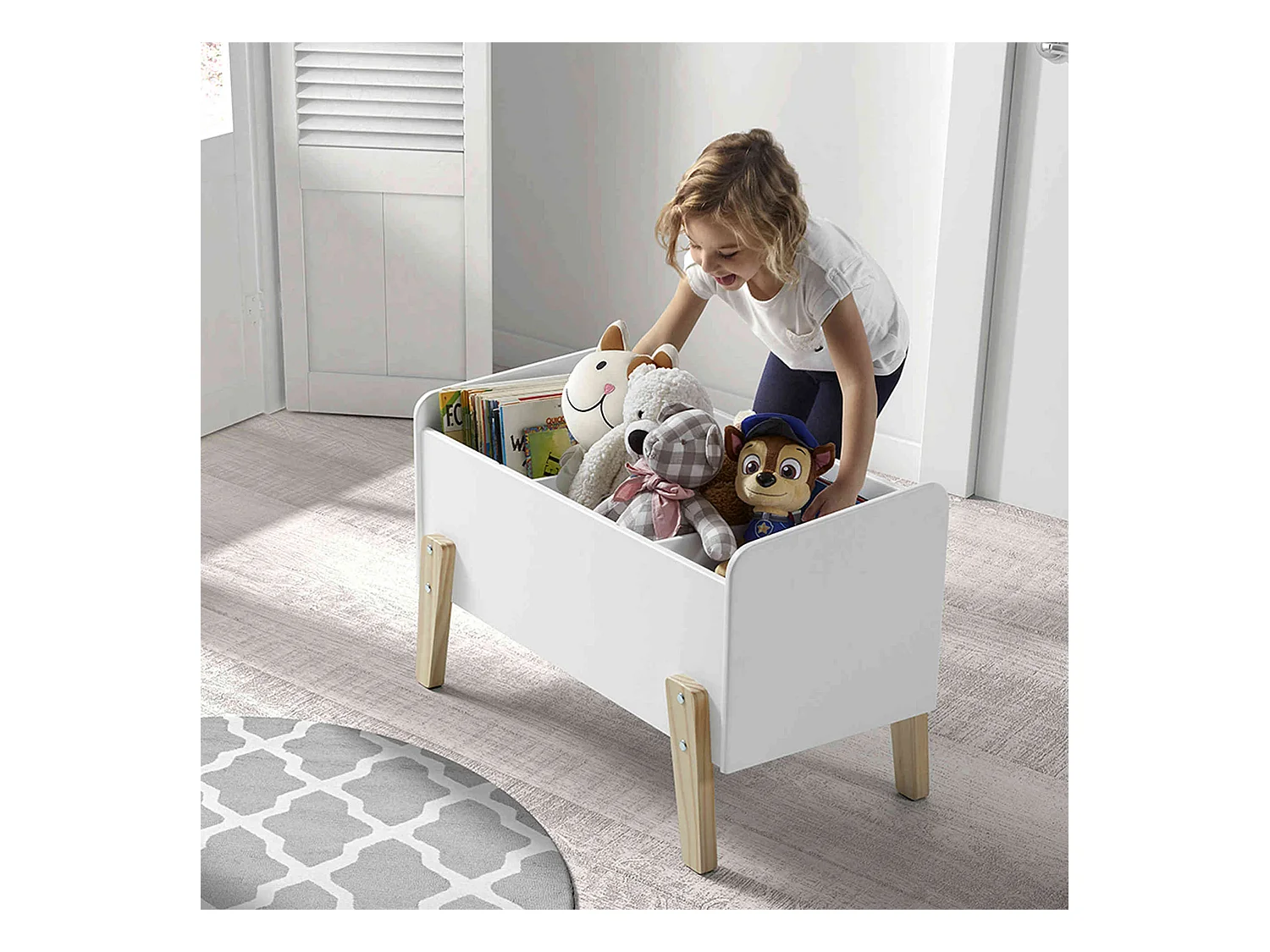 Coffre à jouets 80x39x48 blanc en bois CO2012