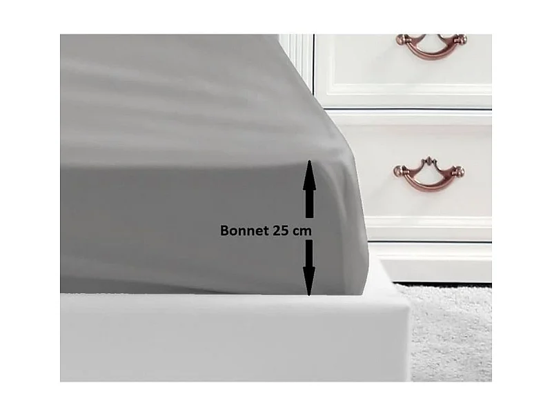 Spannbettlaken 100% Baumwolle 180x200x25 cm Hellgrau OEKO-TEX