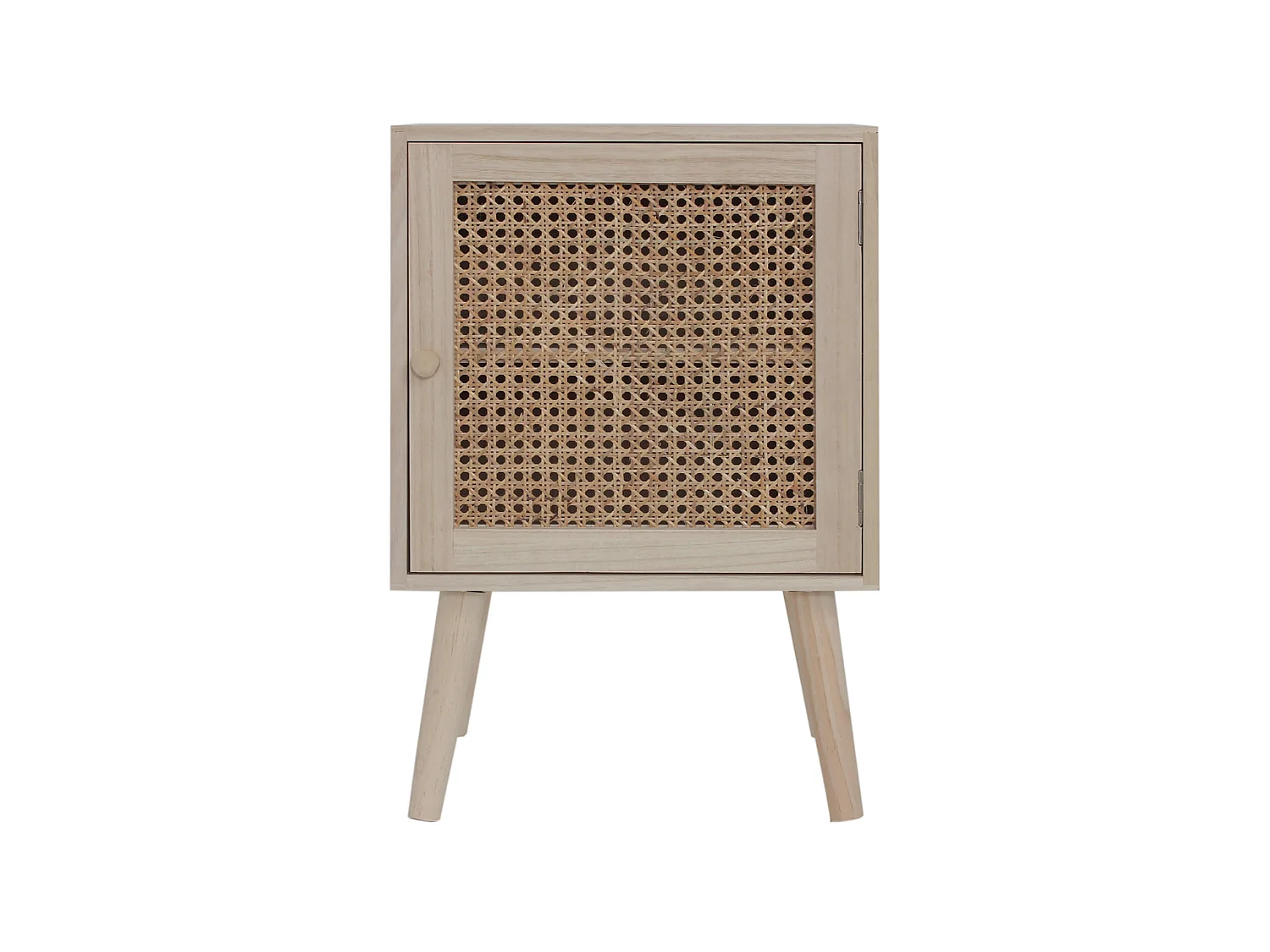 Table de Chevet pour Chambre 1 Porte en Bois et Rotin Marron Gain de Place