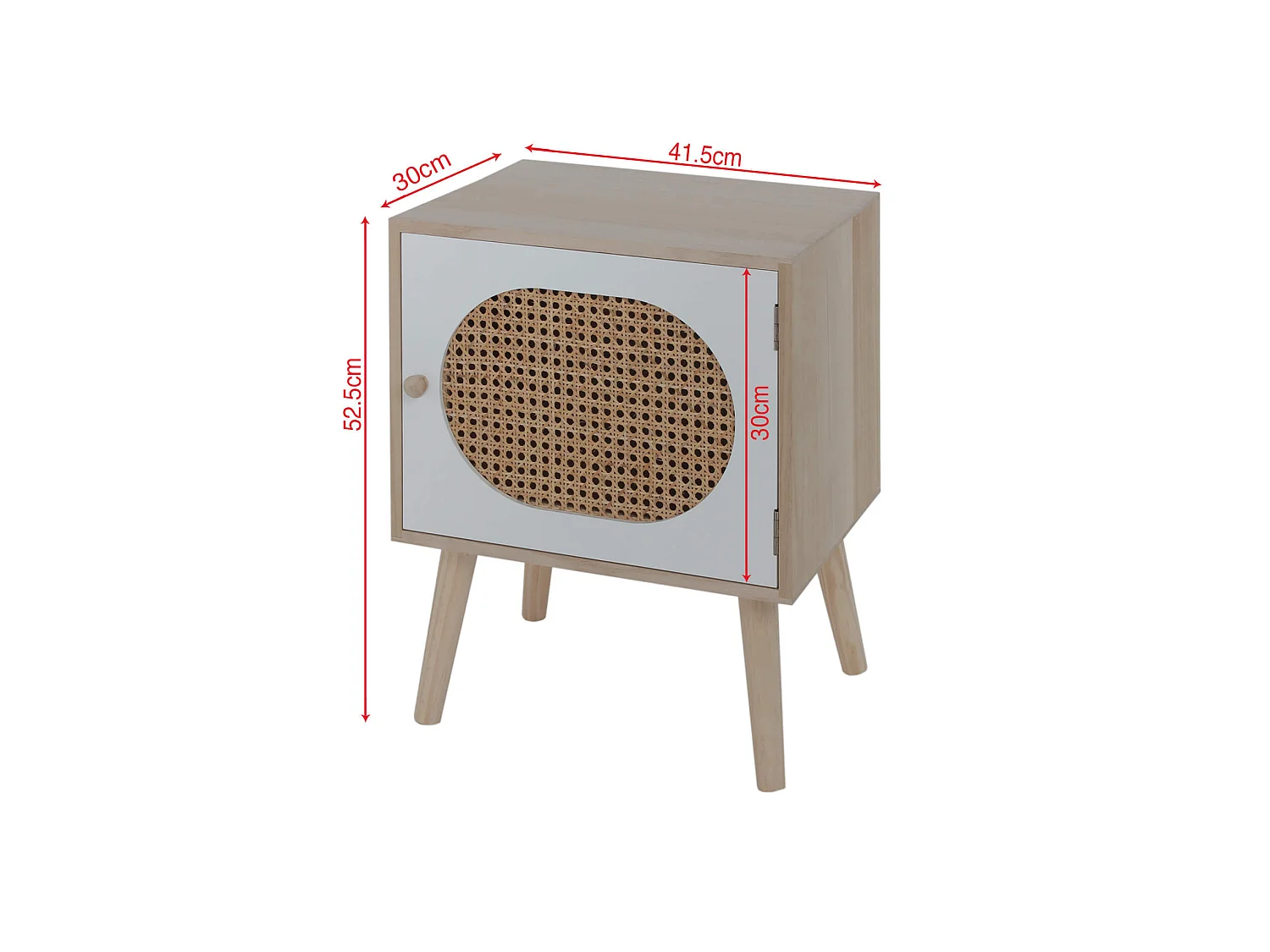 Table de Chevet Scandinave en Bois avec 1 Porte Blanc Marron Gain de Place