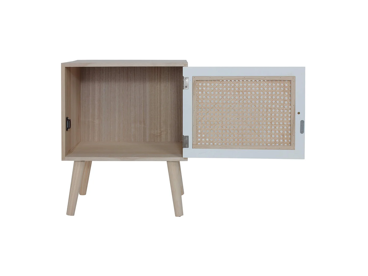 Table de Chevet Scandinave en Bois avec 1 Porte Blanc Marron Gain de Place