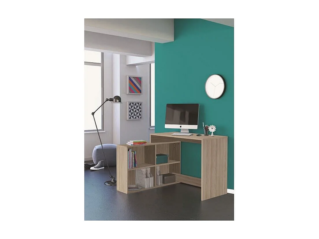 Hoekbureau in eigentijdse stijl met eikenhouten decor Shannon - L 112 cm