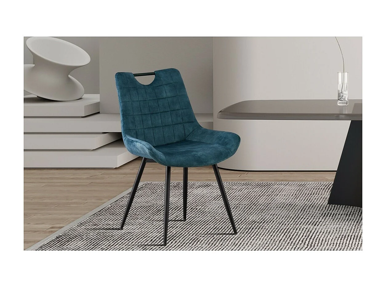 Silla 'NINO' Terciopelo Petrol, dimensiones H84 x L56 x P62.5, ideal para tu cocina o comedor.