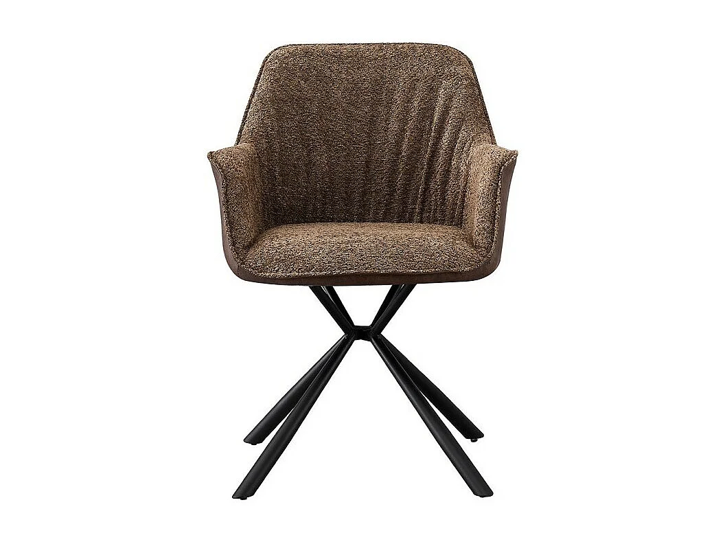 Chaise LUCIA – Bouclé Sable & Dos PU Brun – H82.5 × L62 × P63 cm – Style design