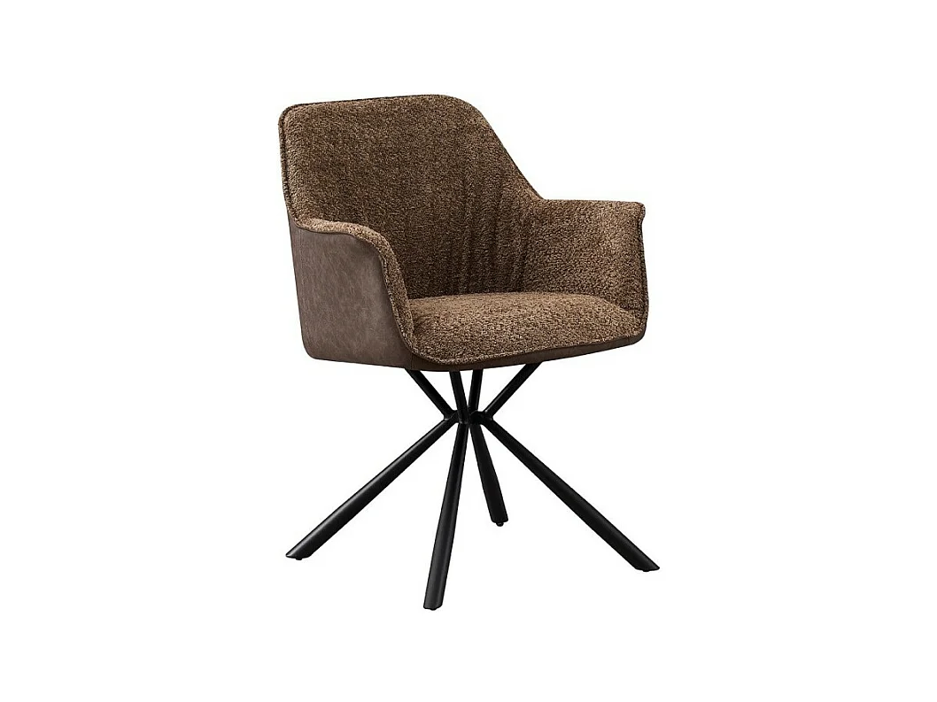 Silla 'LUCIA' Bouclé Arena Respaldo PU Marrón, dimensiones H82.5 x L62 x P63, ideal para tu cocina o comedor.
