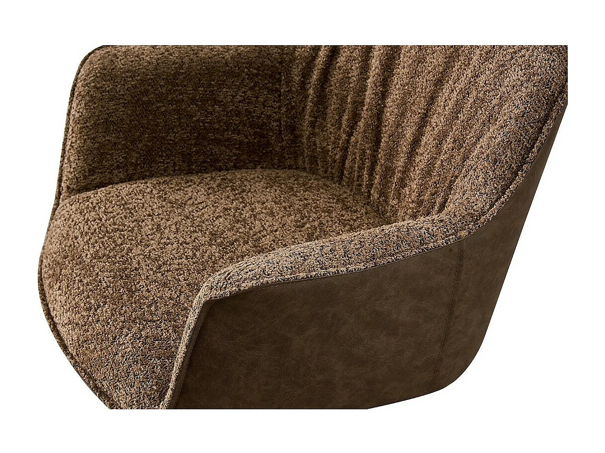 Chaise LUCIA – Bouclé Sable & Dos PU Brun – H82.5 × L62 × P63 cm – Style design