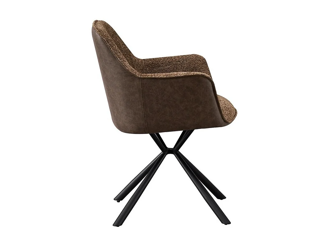 Chaise LUCIA – Bouclé Sable & Dos PU Brun – H82.5 × L62 × P63 cm – Style design