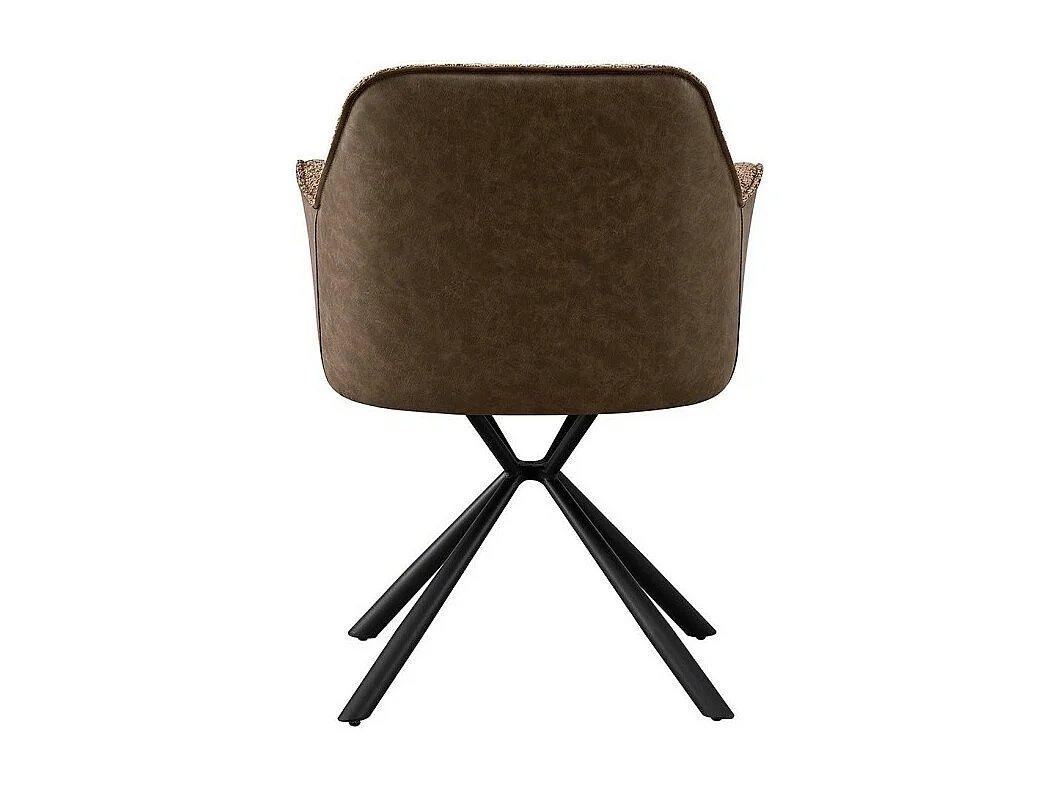 Chaise LUCIA – Bouclé Sable & Dos PU Brun – H82.5 × L62 × P63 cm – Style design