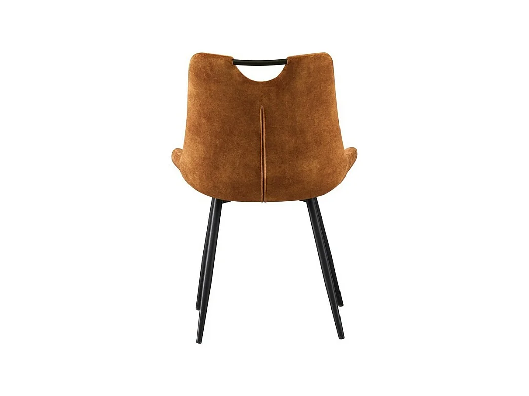 Chaise NINO – Velours or et pieds métal noir – H84 × L56 × P62.5 cm