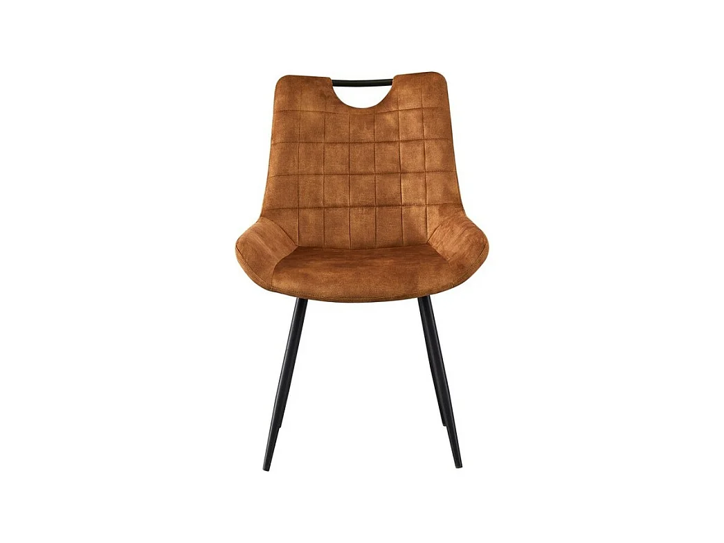 Chaise NINO – Velours or et pieds métal noir – H84 × L56 × P62.5 cm