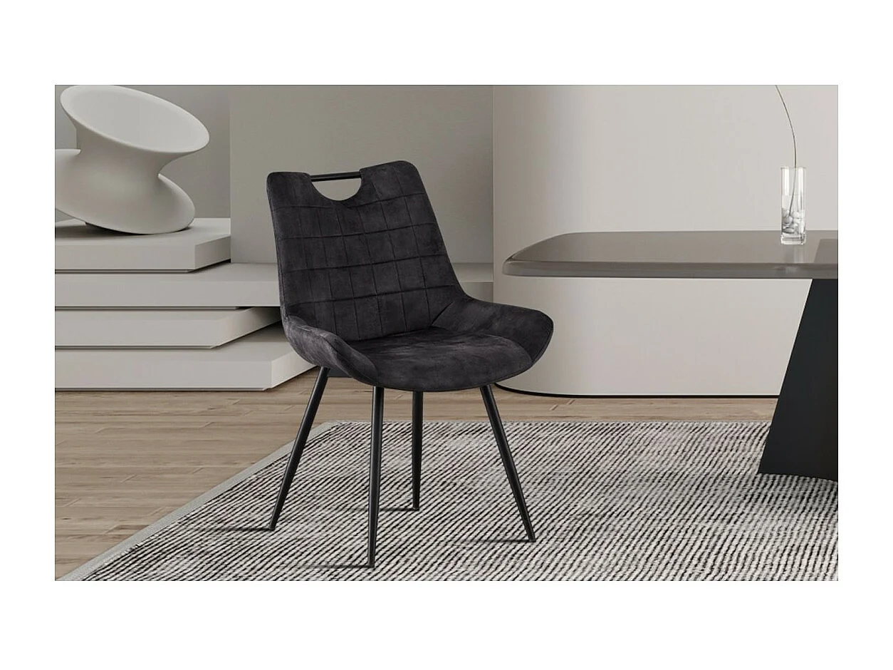 Stoel 'NINO' Grijs Fluweel, afmeting H84 x B56 x D62.5, ideaal voor uw keuken of eetkamer.