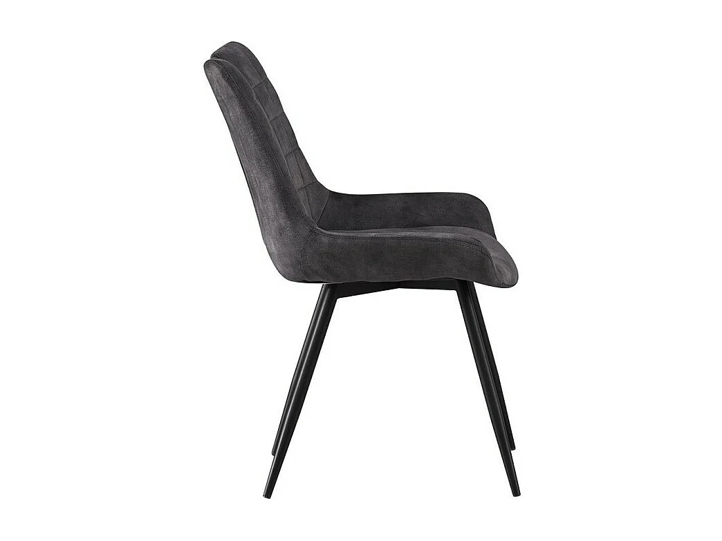 Chaise NINO – Velours gris et pieds métal noir – H84 × L56 × P62.5 cm