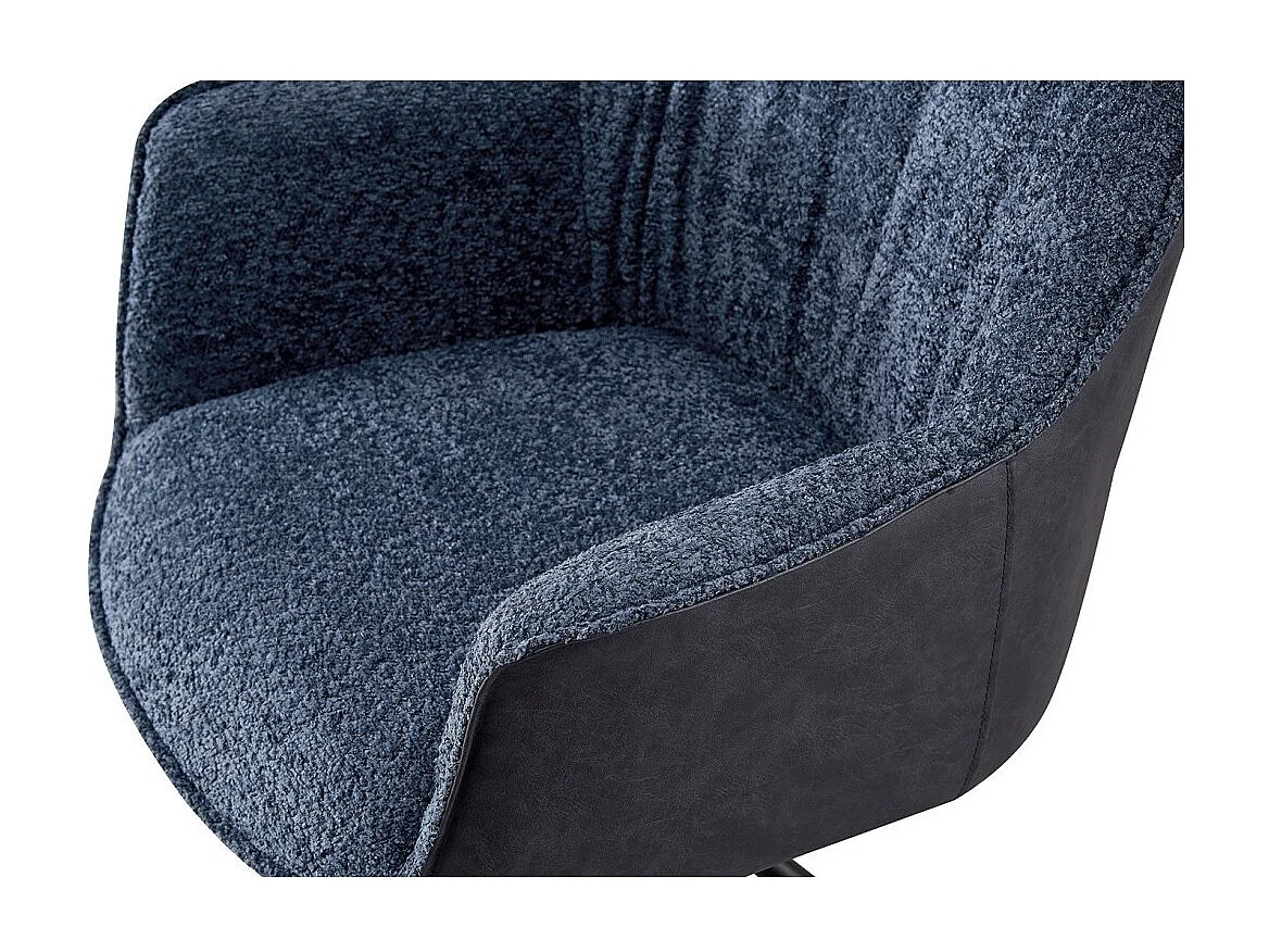 Stuhl 'LUCIA' Bouclé Blau Rücken PU Blau, Maße H82,5 x L62 x T63, ideal für Ihre Küche oder Ihr Esszimmer