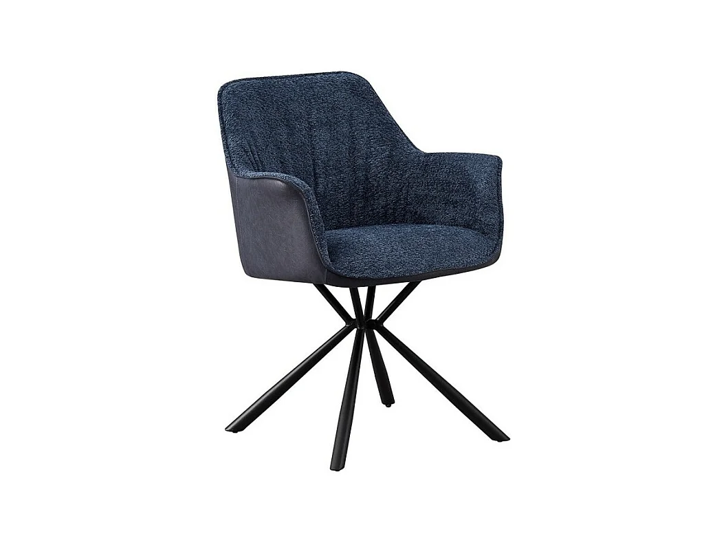 Sedia 'LUCIA' in bouclé blu con schienale in PU blu, dimensioni H82,5 x L62 x P63, ideale per la tua cucina o sala da pranzo.