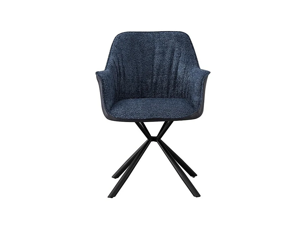 Sedia 'LUCIA' in bouclé blu con schienale in PU blu, dimensioni H82,5 x L62 x P63, ideale per la tua cucina o sala da pranzo.