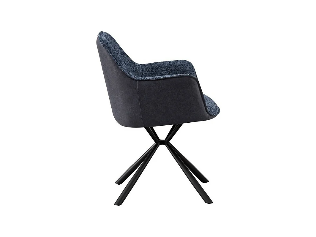 Sedia 'LUCIA' in bouclé blu con schienale in PU blu, dimensioni H82,5 x L62 x P63, ideale per la tua cucina o sala da pranzo.