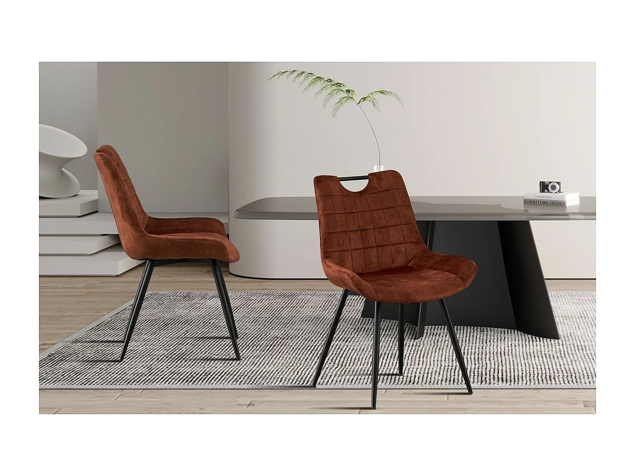 Stoel 'NINO' Fluweel Roest, afmetingen H84 x B56 x D62.5, ideaal voor uw keuken of eetkamer.