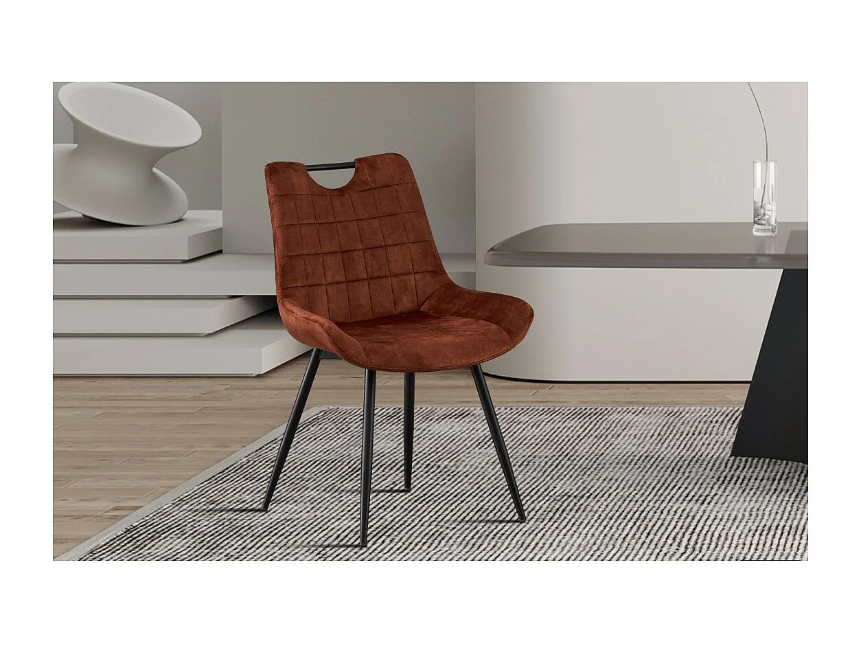 Chaise NINO – Velours Rouille – H84 × L56 × P62.5 cm – Style design