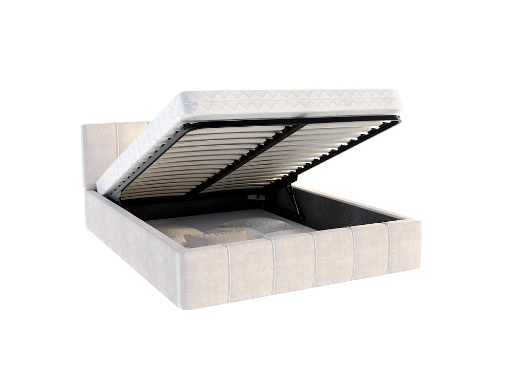 Lit coffre ATLANTA 140 x 200 cm avec sommier à lattes relevable Beige