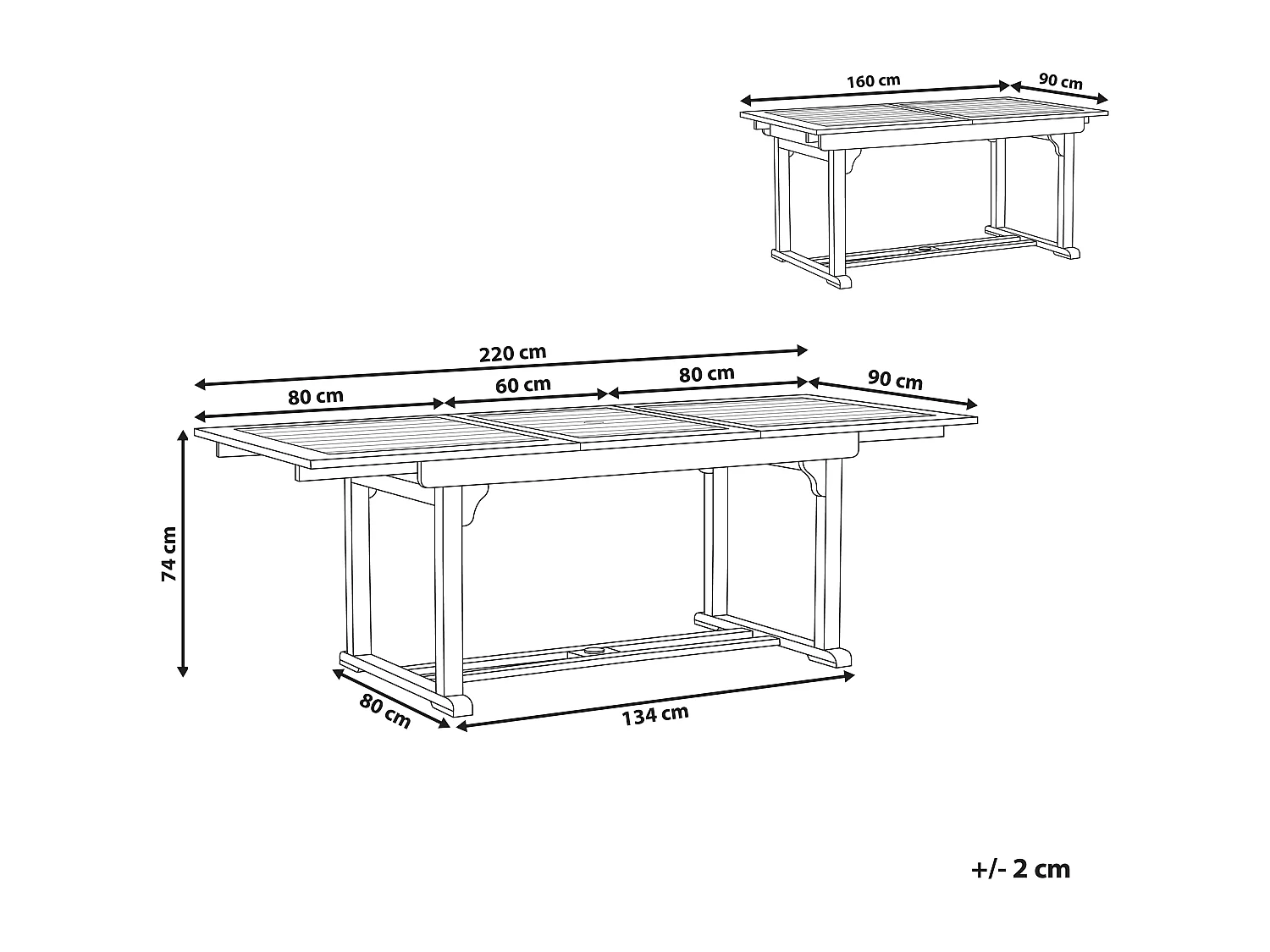 Uitschuifbare tuintafel AMANTEA 160/220 cm 90 cm Acaciahout Donkerbruin
