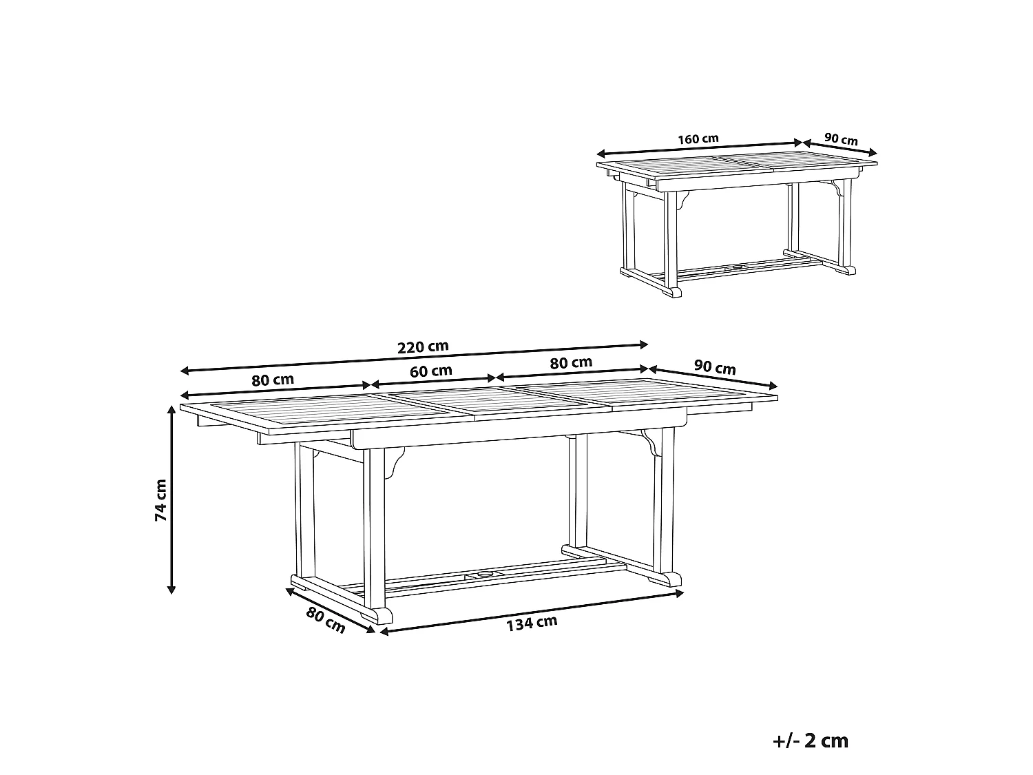 Uitschuifbare tuintafel AMANTEA 160/220 cm 90 cm Acaciahout Donkerbruin
