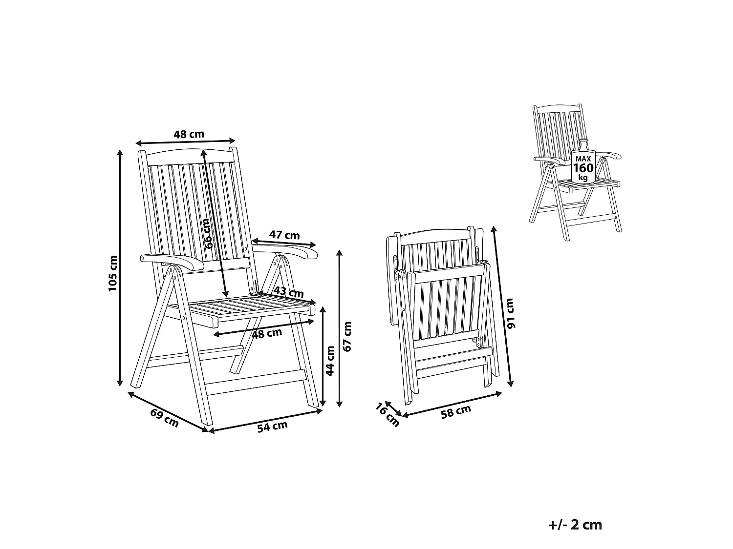 Gartenstuhl AMANTEA Akazienholz Dunkelbraun