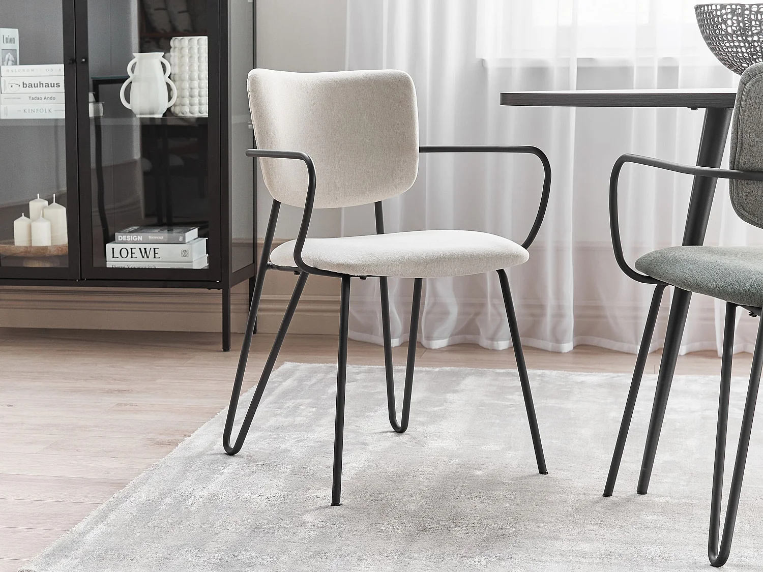 Lot de 2 chaises de salle à manger ELKO Crème