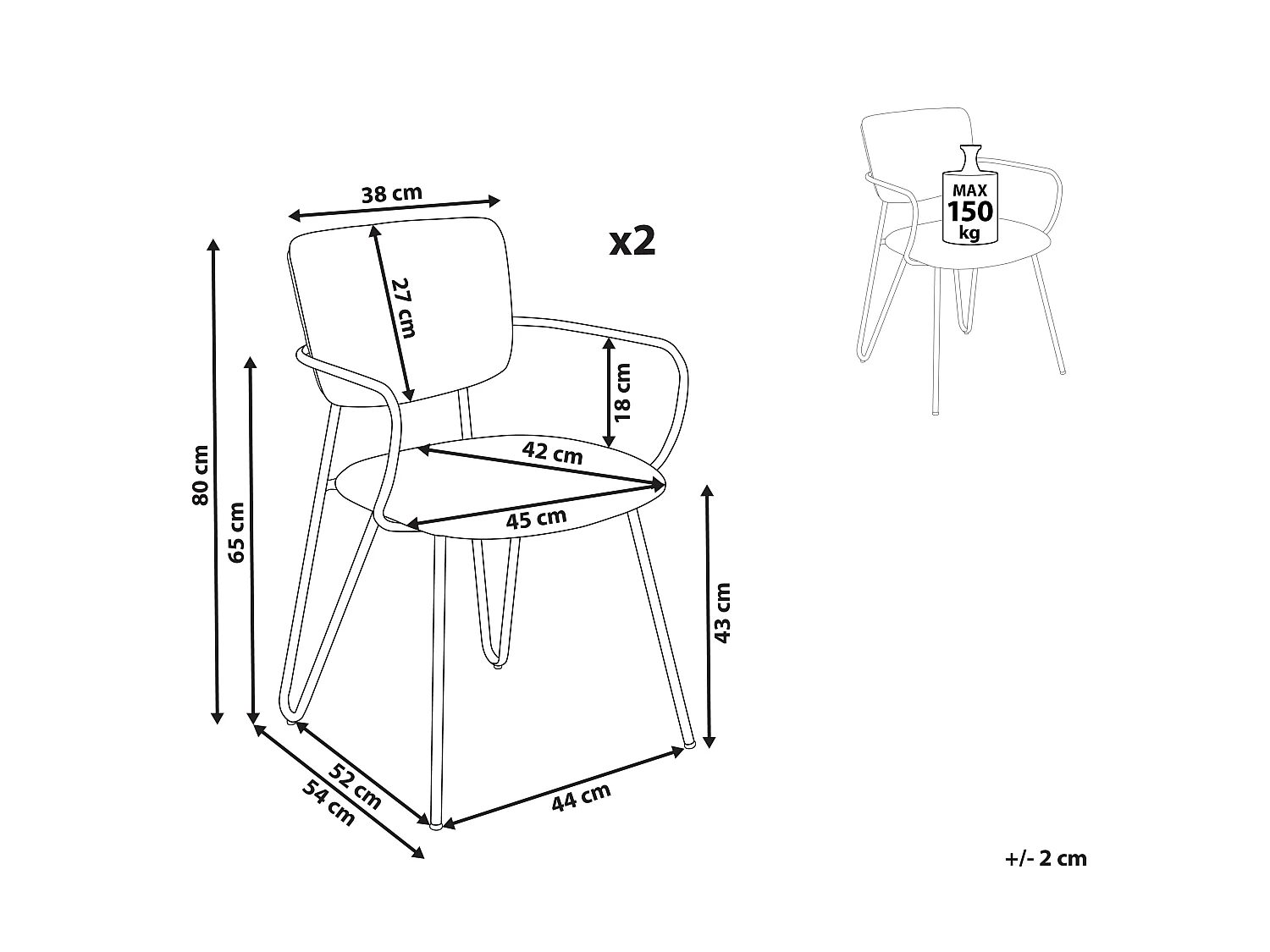 Lot de 2 chaises de salle à manger ELKO Vert foncé