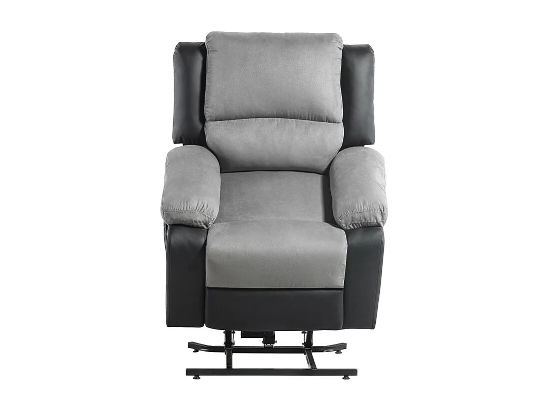 Fauteuil de Relaxation Releveur électrique 1 place Microfibre et Simili Léo - Gris et Noir - L88 x 93 x 96cm - Loungitude
