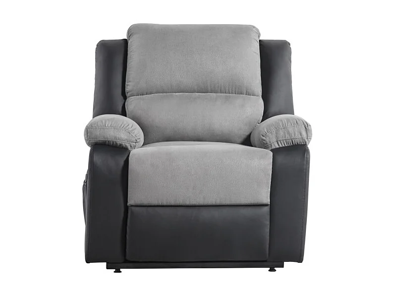 Fauteuil de Relaxation Releveur électrique 1 place Microfibre et Simili Léo - Gris et Noir - L88 x 93 x 96cm - Loungitude