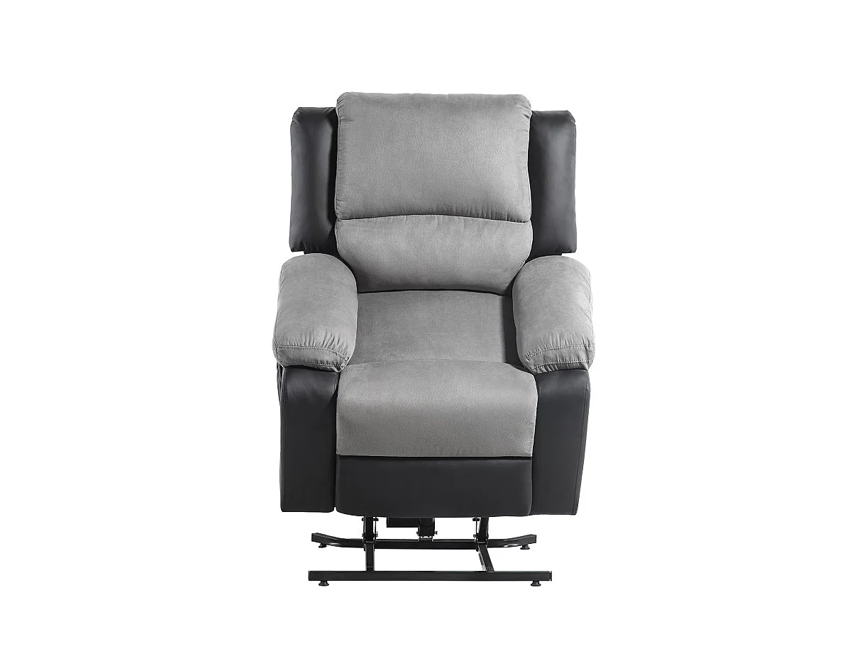 Fauteuil de Relaxation Releveur électrique 1 place Microfibre et Simili Léo - Gris et Noir - L88 x 93 x 96cm - Loungitude
