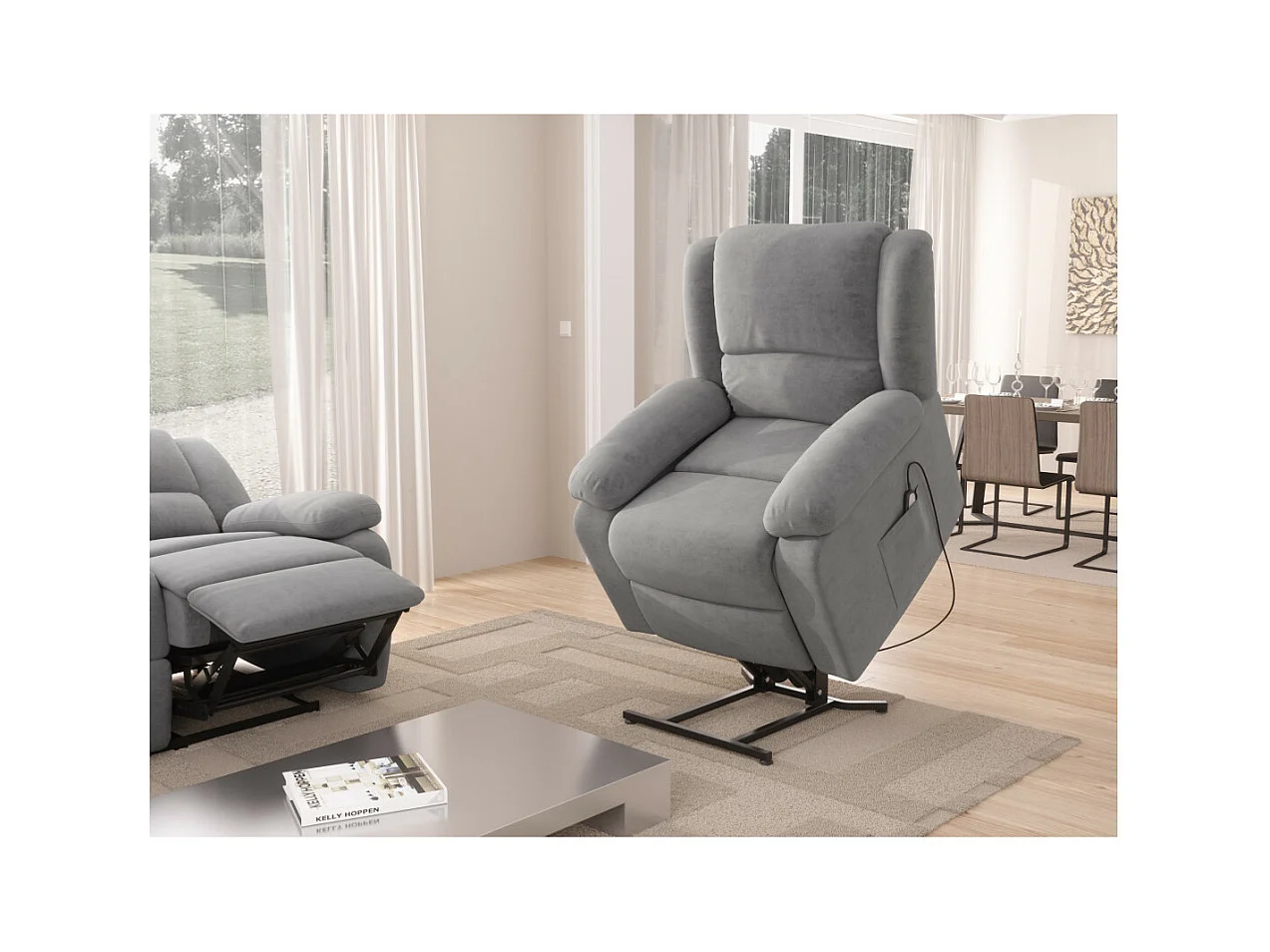Fauteuil de Relaxation Releveur électrique 1 place en Microfibre Léo - L88 x 93 x 96cm - Loungitude