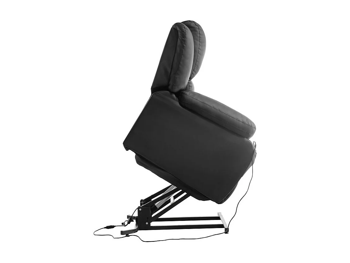 Fauteuil de Relaxation Releveur électrique 1 place en Simili Léo - Noir - L88 x 93 x 96cm - Loungitude