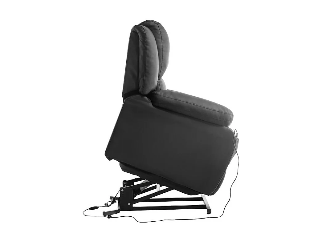 Fauteuil de Relaxation Releveur électrique 1 place en Simili Léo - Noir - L88 x 93 x 96cm - Loungitude