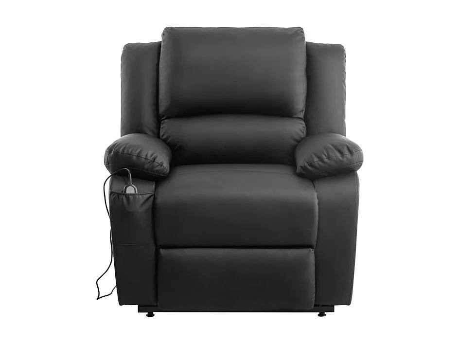 Fauteuil de Relaxation Releveur électrique 1 place en Simili Léo - Noir - L88 x 93 x 96cm - Loungitude
