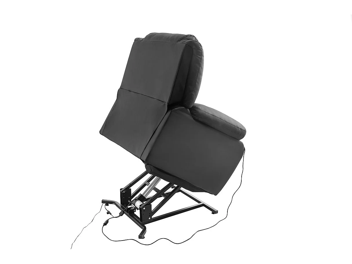 Fauteuil de Relaxation Releveur électrique 1 place en Simili Léo - Noir - L88 x 93 x 96cm - Loungitude