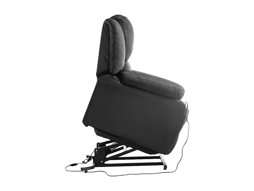 Fauteuil de Relaxation Releveur électrique 1 place en Simili Léo - Noir - L88 x 93 x 96cm - Loungitude