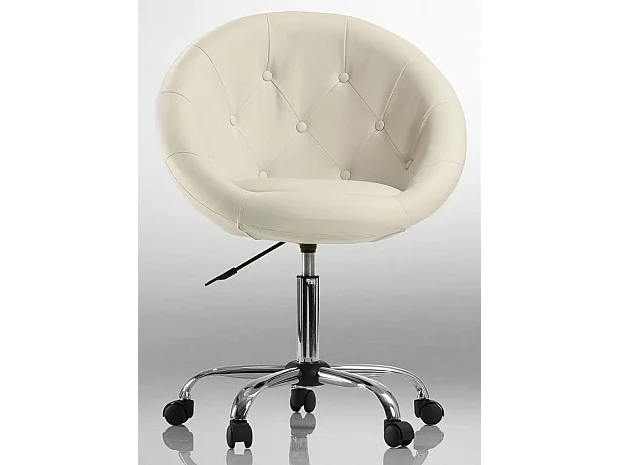 Fauteuil siège chaise capitonné lounge pivotant synthétique crème 1109012