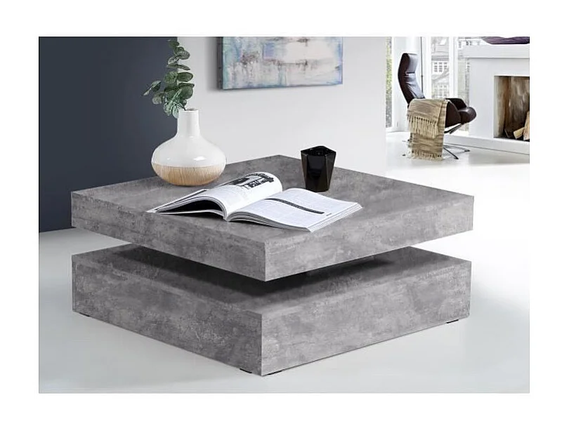 Tavolino girevole quadrato Truciolare Cemento grigio chiaro Classico 78 x 78 x 35,4 cm