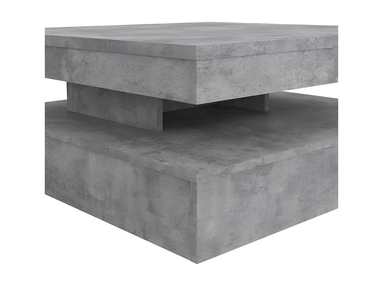 Table basse carrée pivotante - Panneau de particules - Décor béton gris clair - Classique - L 78 x P 78 x H 35,4 cm - COFFEE