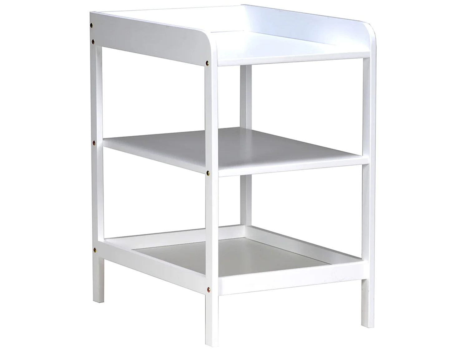 Table à langer en bois massif blanc avec 2 étagères de rangement LUDO